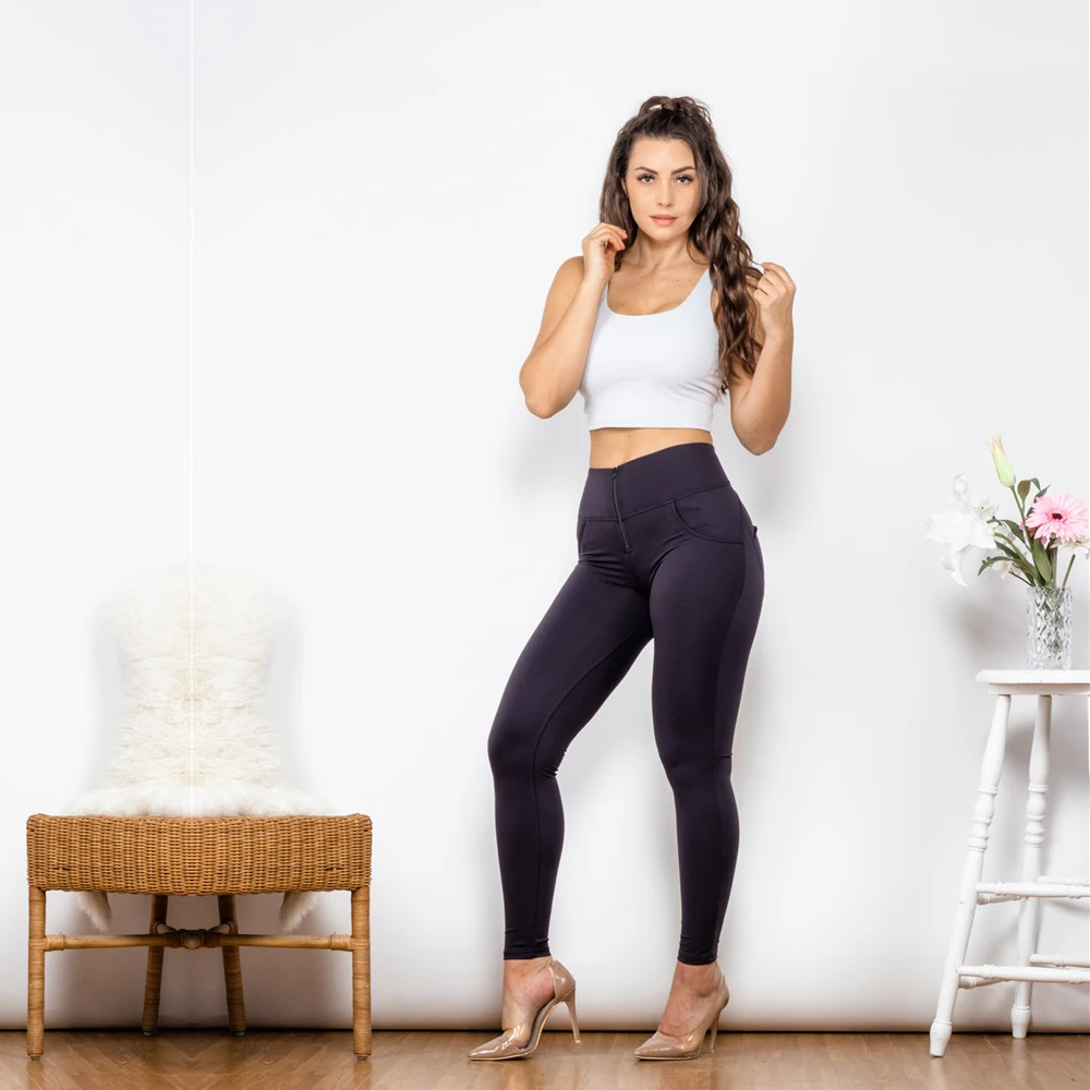 Shascullfites Melody Push Up Leggings Sports Four Ways Stretchable Black High Waist Super Skinny Femme Butt Lifting Leggings