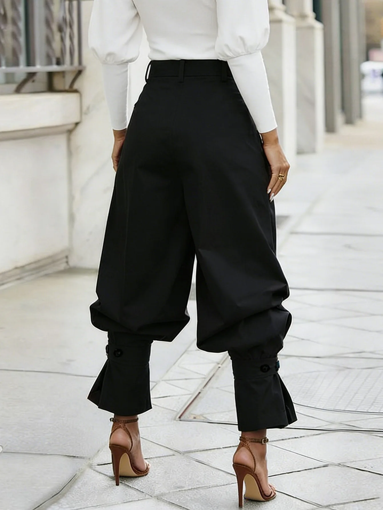 CM.YAYA Women Ruched Straight Wide Leg Pants Fashion 2026 Summer Street INS Casual Party OL Work Jogger Safari Trousers