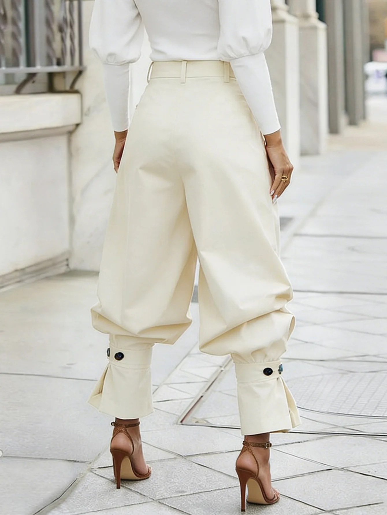 CM.YAYA Women Ruched Straight Wide Leg Pants Fashion 2026 Summer Street INS Casual Party OL Work Jogger Safari Trousers