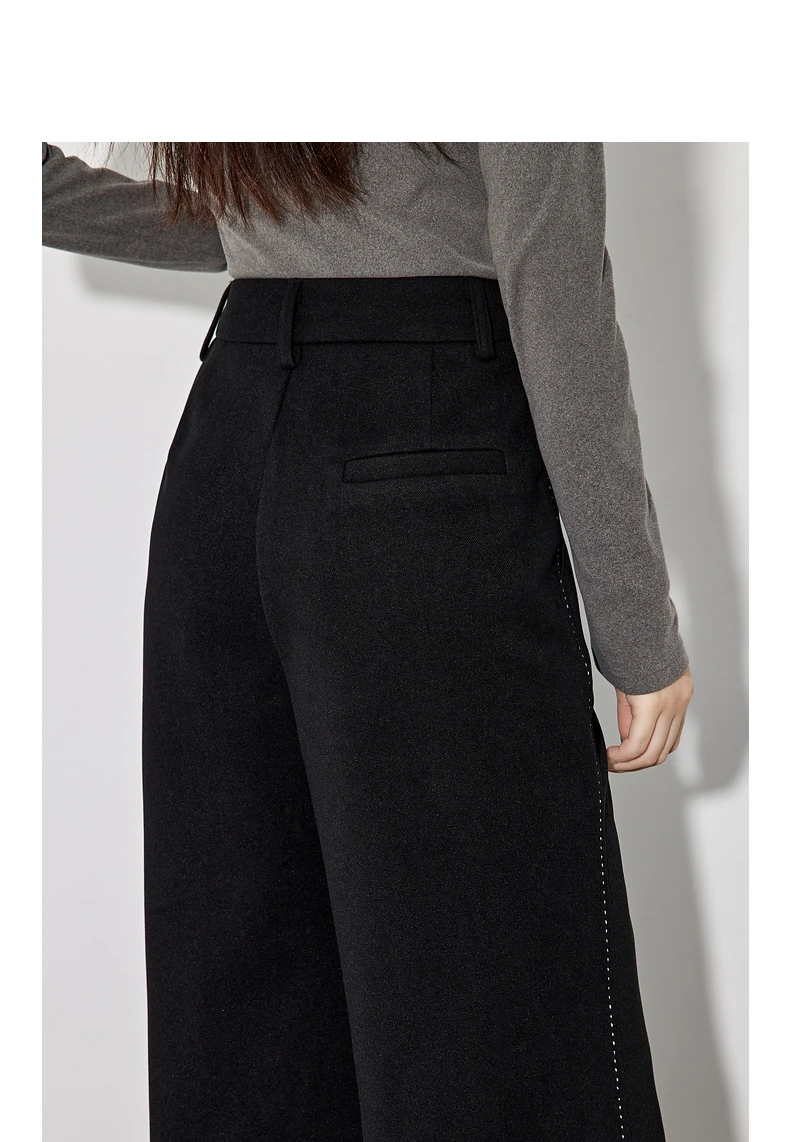 TOYOUTH Women Casual Pants 2024 Autumn and Winter New Ankle Length Stright Wide Leg Woolen Suit Pants