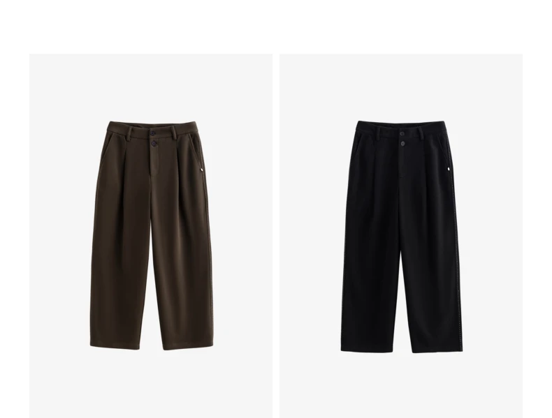 TOYOUTH Women Casual Pants 2024 Autumn and Winter New Ankle Length Stright Wide Leg Woolen Suit Pants