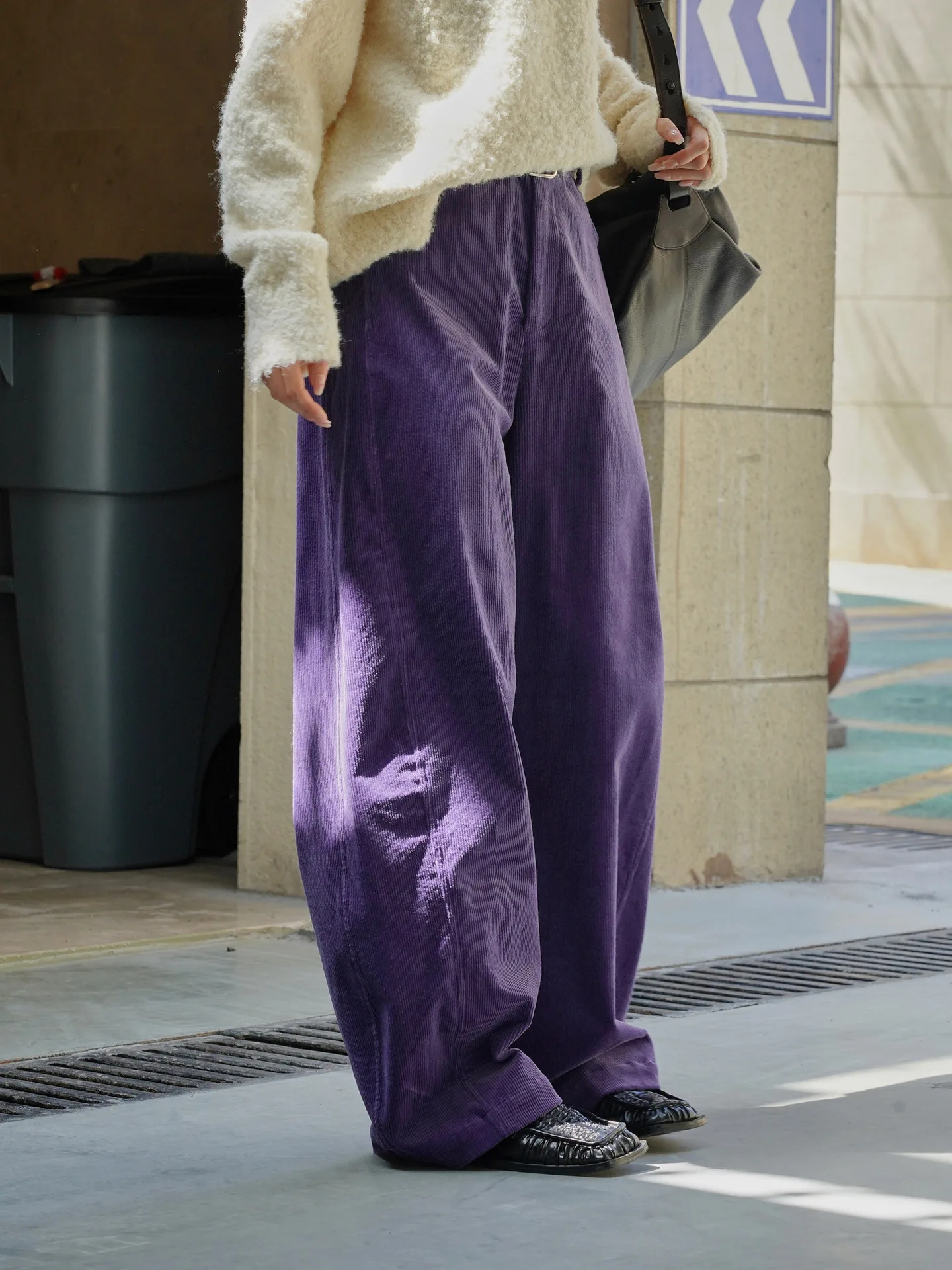 2026 Women Autumn High Waist Wide Leg Corduroy Pants 97% Cotton Fashion Clothes Pants Female Long Trousers