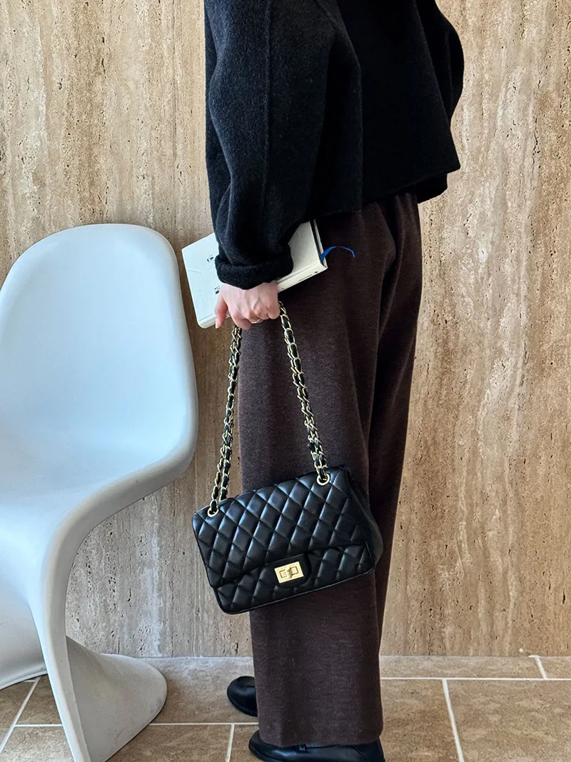[LANMREM] Vintage Woolen Pants For Women Straight Wide Leg Trousers Office Lady Warm Loose Clothing 2025 Winter New 26C867