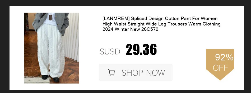 [LANMREM] Vintage Woolen Pants For Women Straight Wide Leg Trousers Office Lady Warm Loose Clothing 2025 Winter New 26C867
