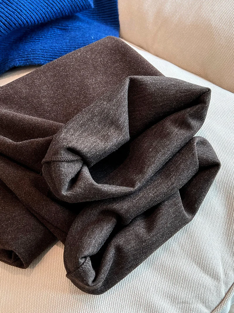 [LANMREM] Vintage Woolen Pants For Women Straight Wide Leg Trousers Office Lady Warm Loose Clothing 2025 Winter New 26C867