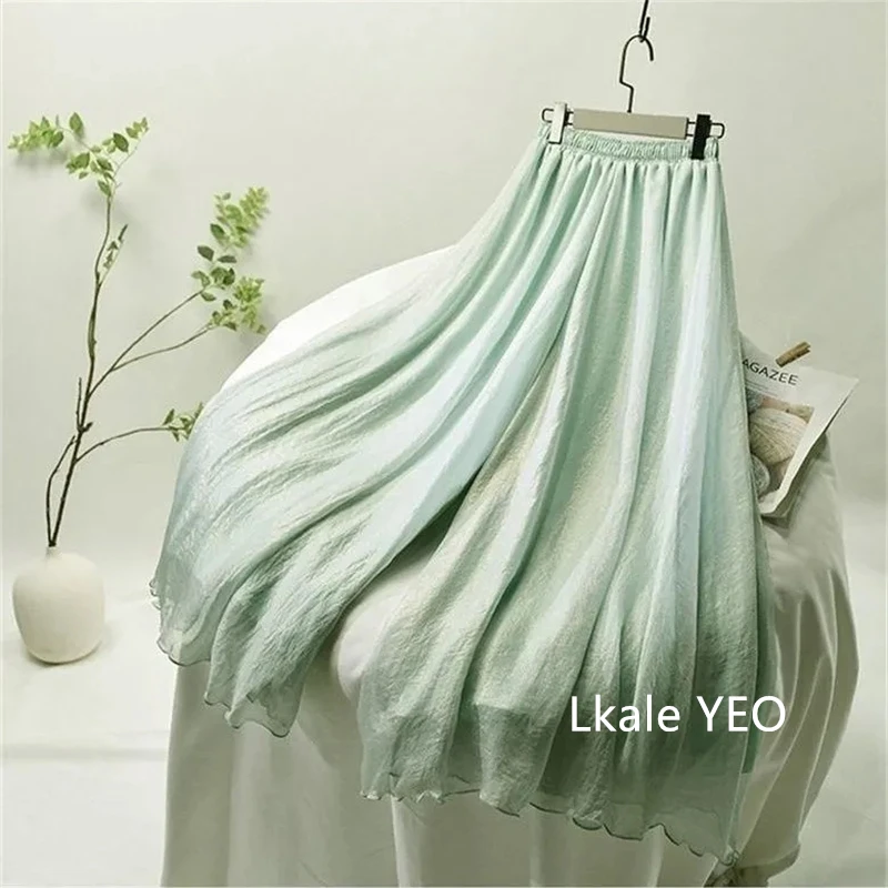 New Women's Chiffon Pants 2025 Spring Autumn Casual High Waist Ladies Wide-leg Trousers Fashion Personality Femme Skirt Pant