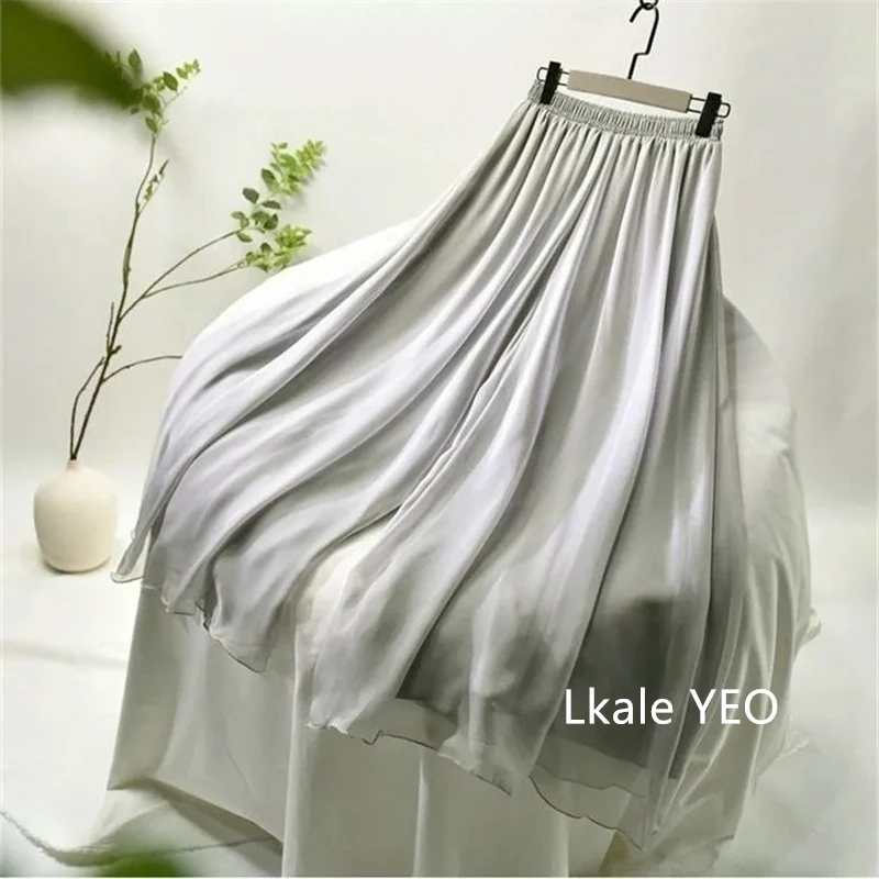 New Women's Chiffon Pants 2025 Spring Autumn Casual High Waist Ladies Wide-leg Trousers Fashion Personality Femme Skirt Pant