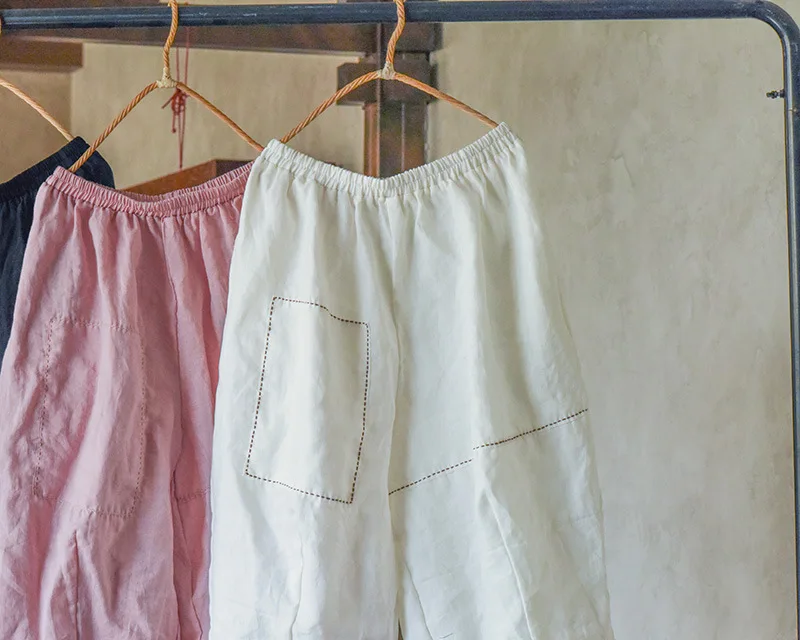 100% Linen Women Casual Calf-length Pants New Arrival 2025 Summer Vintage Style Loose Comfortable Female Wide Leg Pants M989