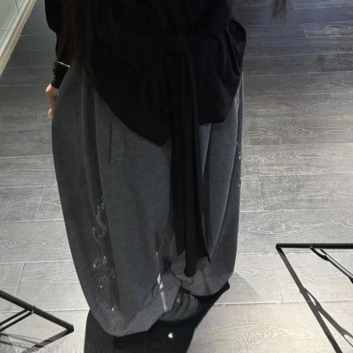 Women Men Y2K Snake Rhinestone Wide Leg Pants Casual High Waist Baggy Sweatpants Streetwear