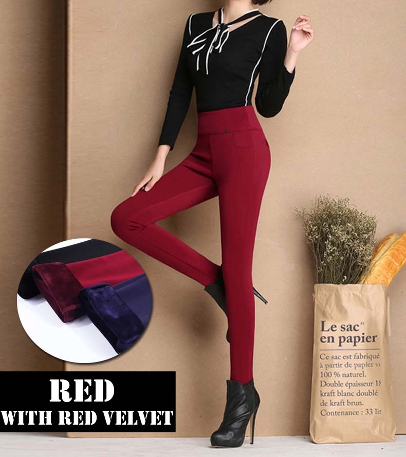 2022 winter warm Women Pencil Pants Candy Color High elasticity Female Skinny pants female trousers Leggings clothes S-6XL