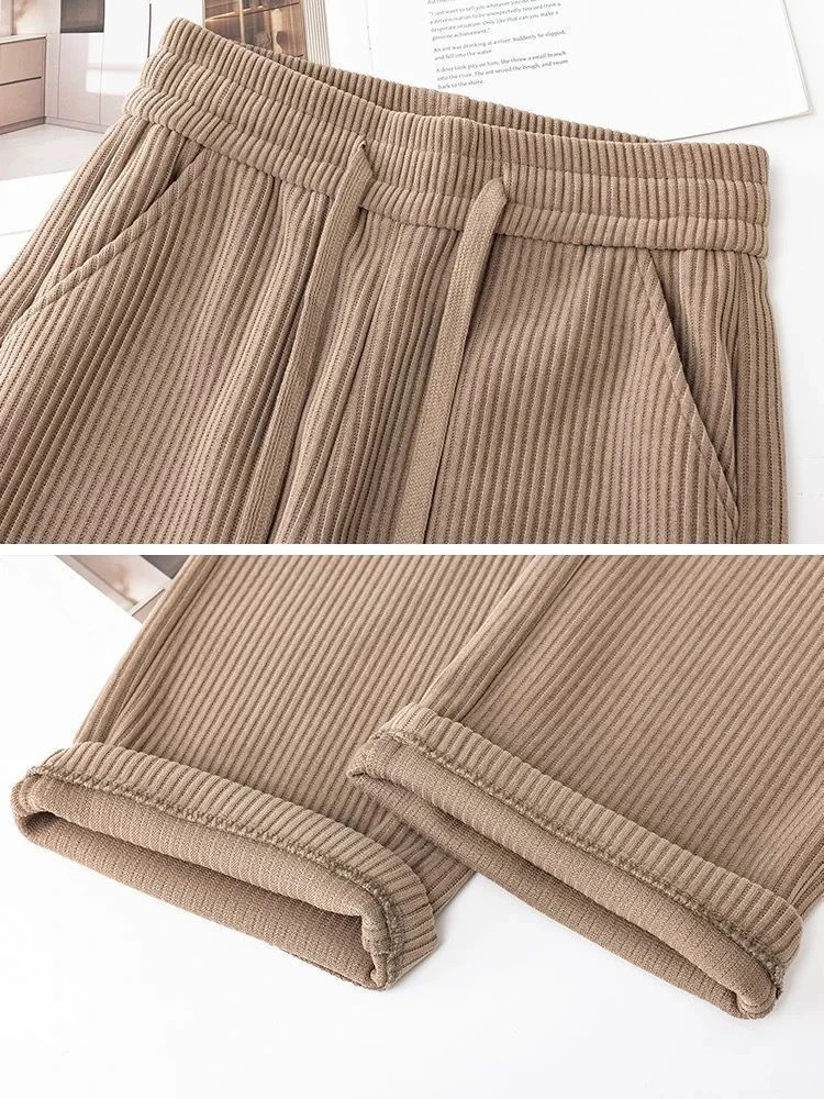 Corduroy Harlan Pants Women's 2025 Autumn/Winter New High Waist Loose Elegant Casual Ladies Pants Fashion Versatile Female Pants