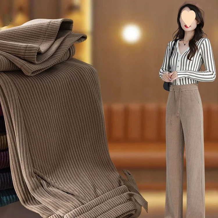 Corduroy Harlan Pants Women's 2025 Autumn/Winter New High Waist Loose Elegant Casual Ladies Pants Fashion Versatile Female Pants