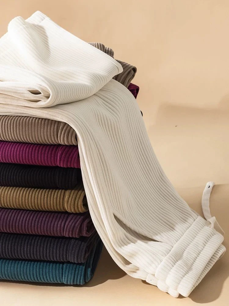 Corduroy Harlan Pants Women's 2025 Autumn/Winter New High Waist Loose Elegant Casual Ladies Pants Fashion Versatile Female Pants
