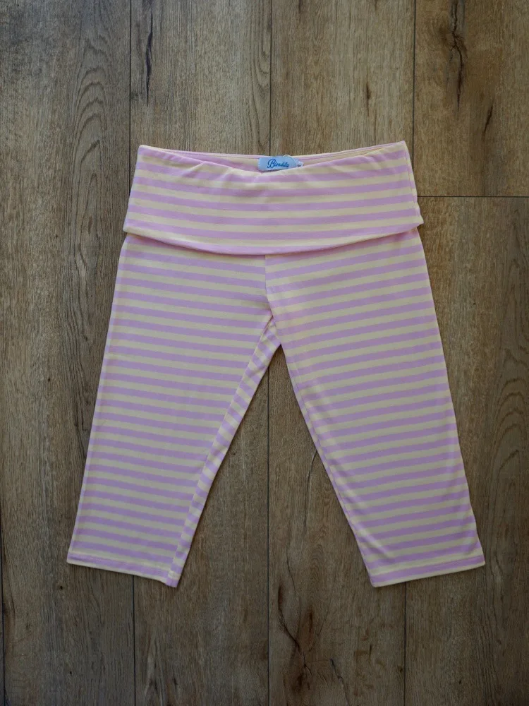 Summer Women Personality Retro Trim Capri Pants Low Rise Fold Y2K Striped Leggings Fitted Lounge Yoga Athletic Slim Pants