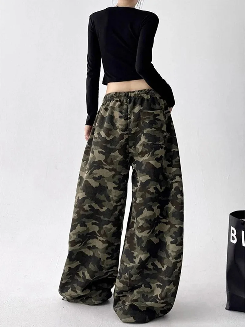 Streetwear Y2K Camouflage Pants Women Letter American Harajuku High Waist Wide Leg Trousers Spring Hip Hop Bf Vintage Loose Pant