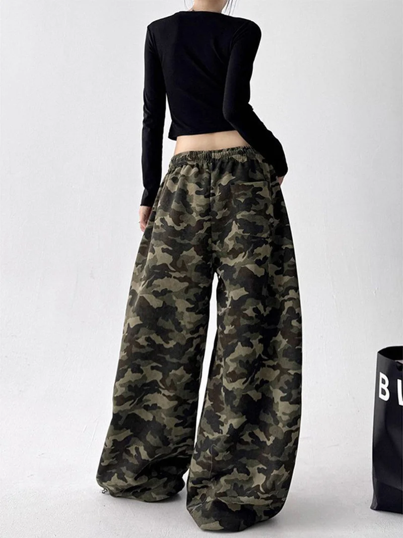 Streetwear Y2K Camouflage Pants Women Letter American Harajuku High Waist Wide Leg Trousers Spring Hip Hop Bf Vintage Loose Pant