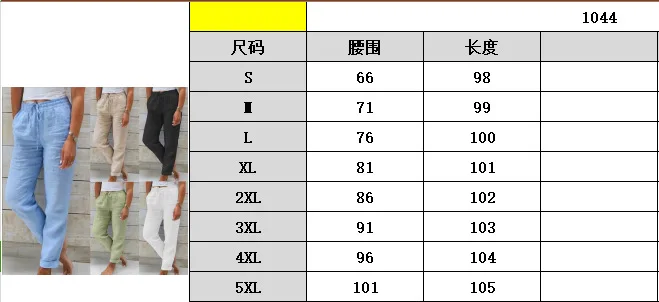 Pant women 2026 casual new high-waisted tight-waisted solid-color lace pocket cotton linen casual pants clothing