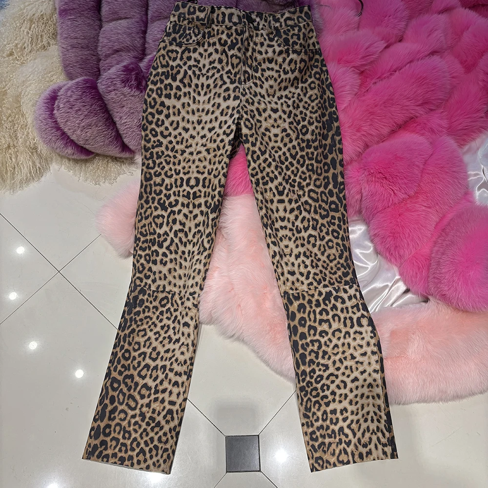 YOLOAgain 2025 Autumn Suede Pants Women Real Leather Straight Trousers Female