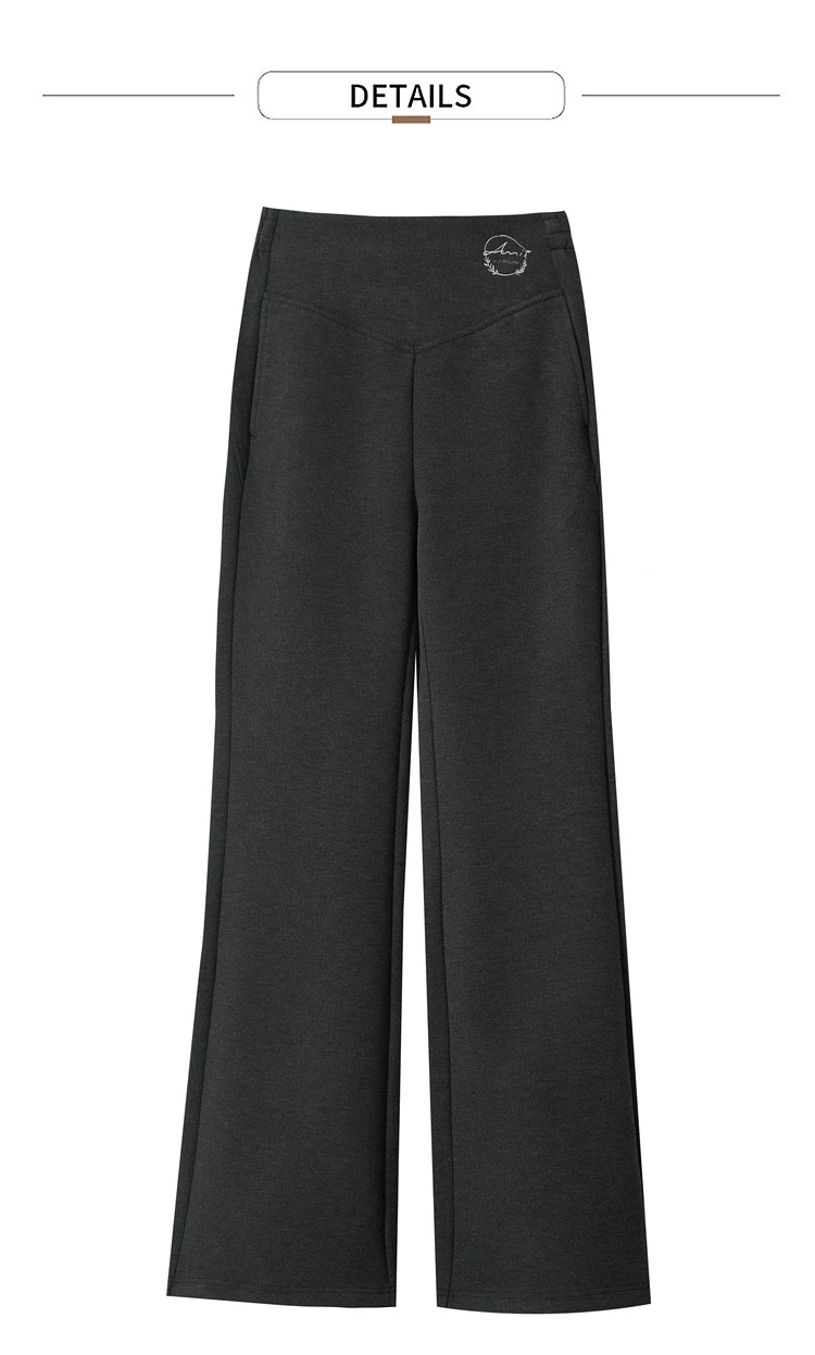 AMII Minimalist 2024 Winter Women's Garland Letter Embroidered Polished High-waisted Micro-flared Pants Casual Trousers 12424076