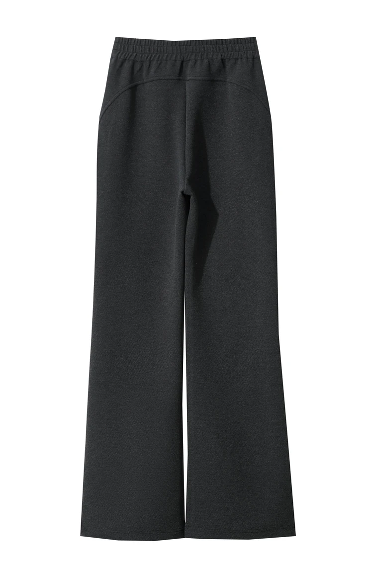 AMII Minimalist 2024 Winter Women's Garland Letter Embroidered Polished High-waisted Micro-flared Pants Casual Trousers 12424076