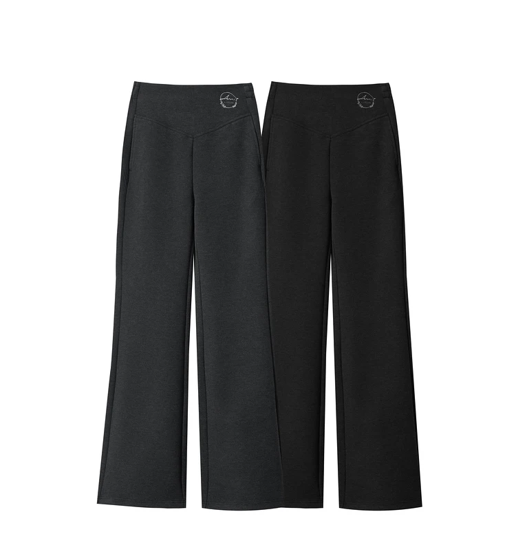 AMII Minimalist 2024 Winter Women's Garland Letter Embroidered Polished High-waisted Micro-flared Pants Casual Trousers 12424076