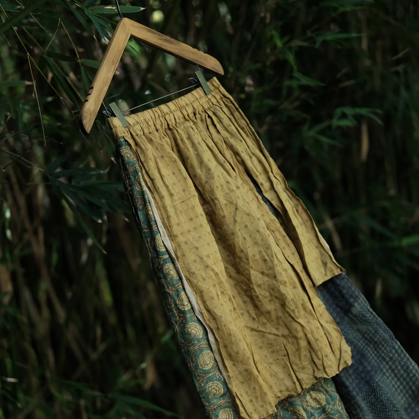 100% Ramie Women Ankle-length Casual Pants New 2026 Summer Vintage Style Patchwork Print Loose Female Wide Leg Pants M2825