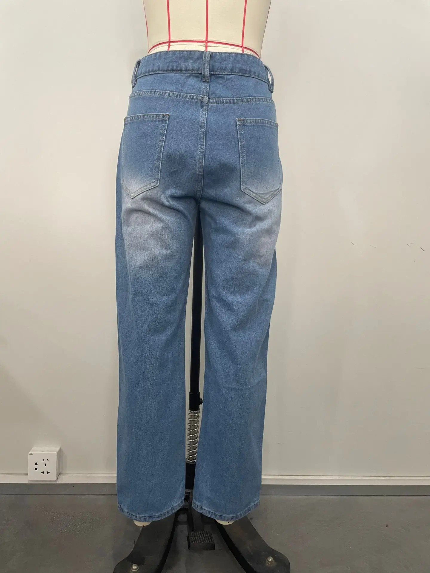 Women Denim Pant Jeans Print Floral Long Pants Hot Drilling High Waist Straight Trousers Y2k Streetwear Elegant Hole Work 2026