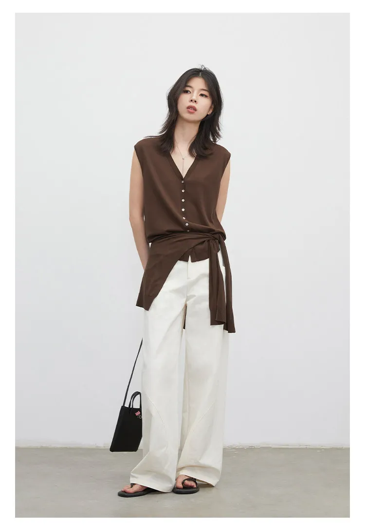 CHIC VEN New Fashion Women Pants Loose Casual Solid Straight Leg Pant Line Design Female Trousers Spring Summer 2026 Clothes