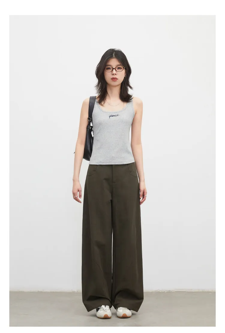 CHIC VEN New Fashion Women Pants Loose Casual Solid Straight Leg Pant Line Design Female Trousers Spring Summer 2026 Clothes