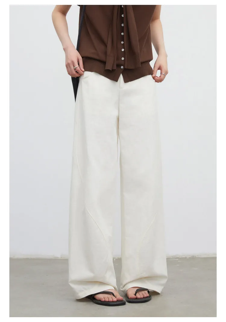 CHIC VEN New Fashion Women Pants Loose Casual Solid Straight Leg Pant Line Design Female Trousers Spring Summer 2026 Clothes