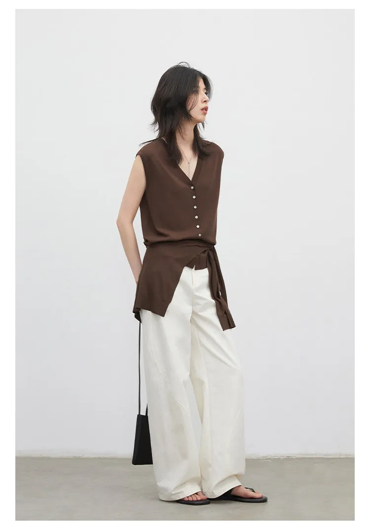 CHIC VEN New Fashion Women Pants Loose Casual Solid Straight Leg Pant Line Design Female Trousers Spring Summer 2026 Clothes