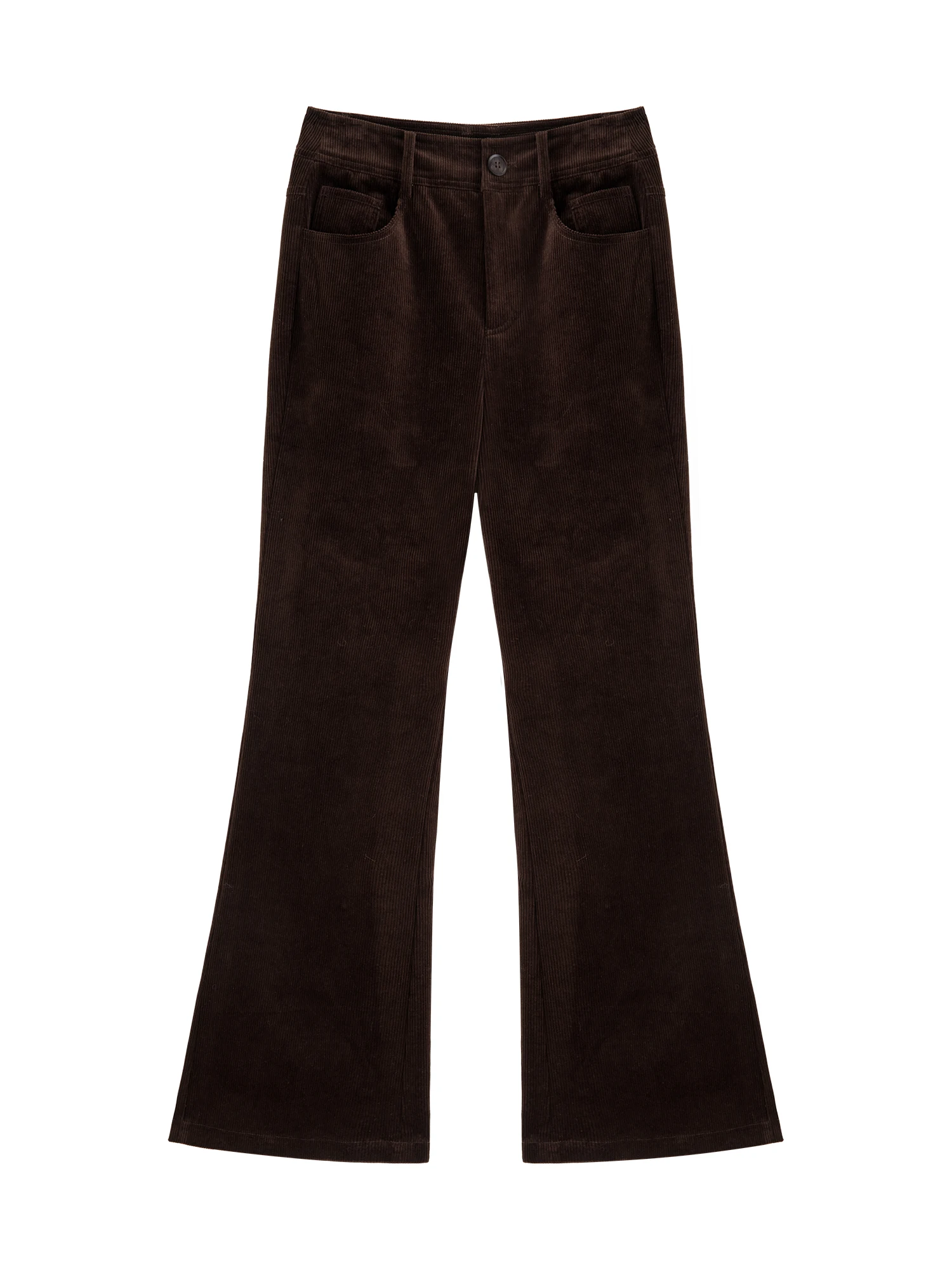 ZIQIAO Retro Hong Kong Style Corduroy Flared Pants Women 2025 Autumn and Winter New Brown Casual Flared Pants