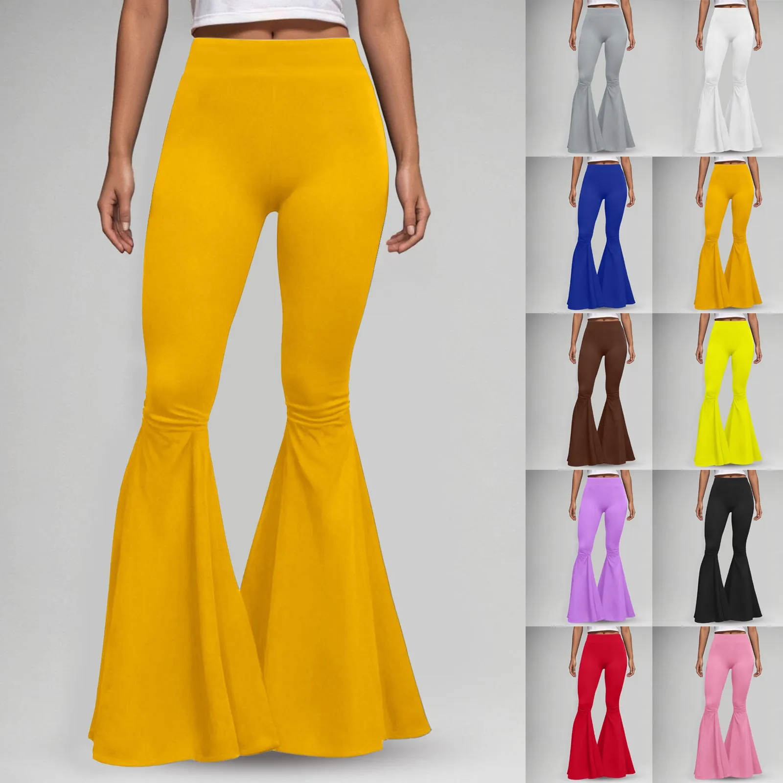Yoga Pants Sport Leggings Women Womens Plus Size Slim Elastic Solid Color High Waist Casual Simple Casual Trousers Streetwear