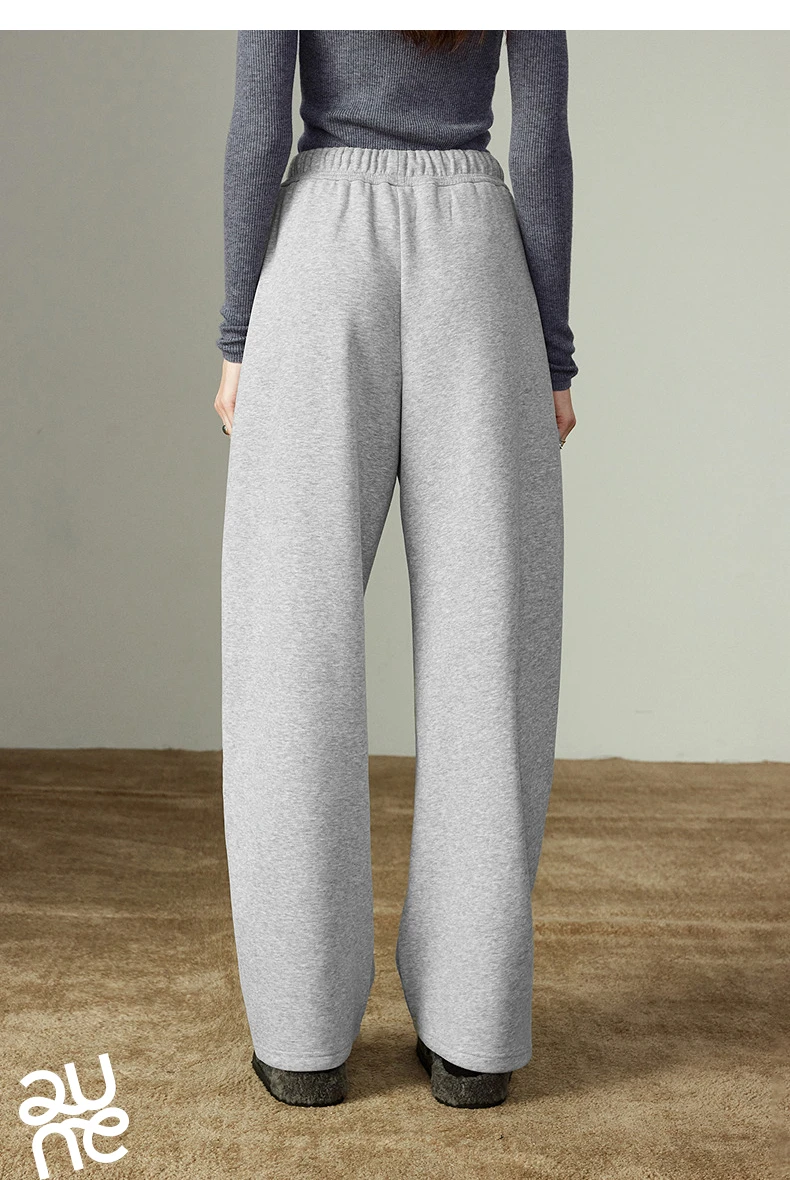 TOYOUTH Women Casual Pants 2025 Winter New Lazy Style Sports Draping Loose Elastic Waist Fleece-lined Banana Pants
