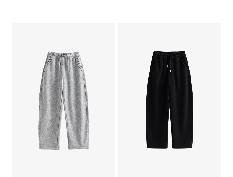 TOYOUTH Women Casual Pants 2025 Winter New Lazy Style Sports Draping Loose Elastic Waist Fleece-lined Banana Pants