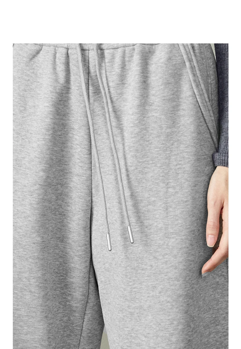 TOYOUTH Women Casual Pants 2025 Winter New Lazy Style Sports Draping Loose Elastic Waist Fleece-lined Banana Pants