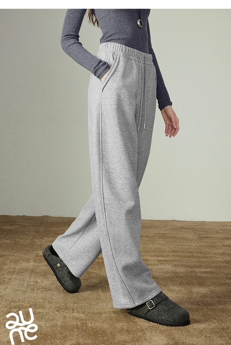 TOYOUTH Women Casual Pants 2025 Winter New Lazy Style Sports Draping Loose Elastic Waist Fleece-lined Banana Pants