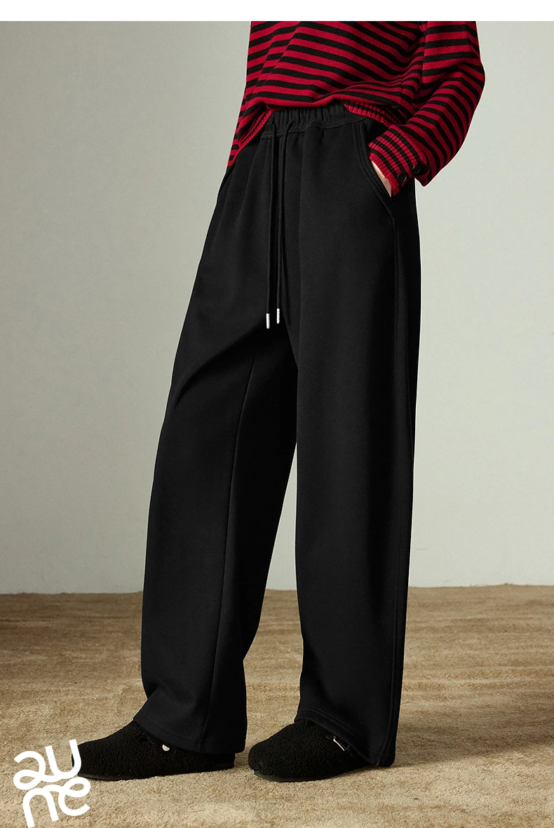 TOYOUTH Women Casual Pants 2025 Winter New Lazy Style Sports Draping Loose Elastic Waist Fleece-lined Banana Pants