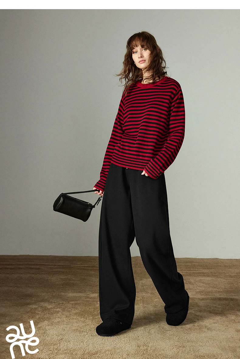 TOYOUTH Women Casual Pants 2025 Winter New Lazy Style Sports Draping Loose Elastic Waist Fleece-lined Banana Pants