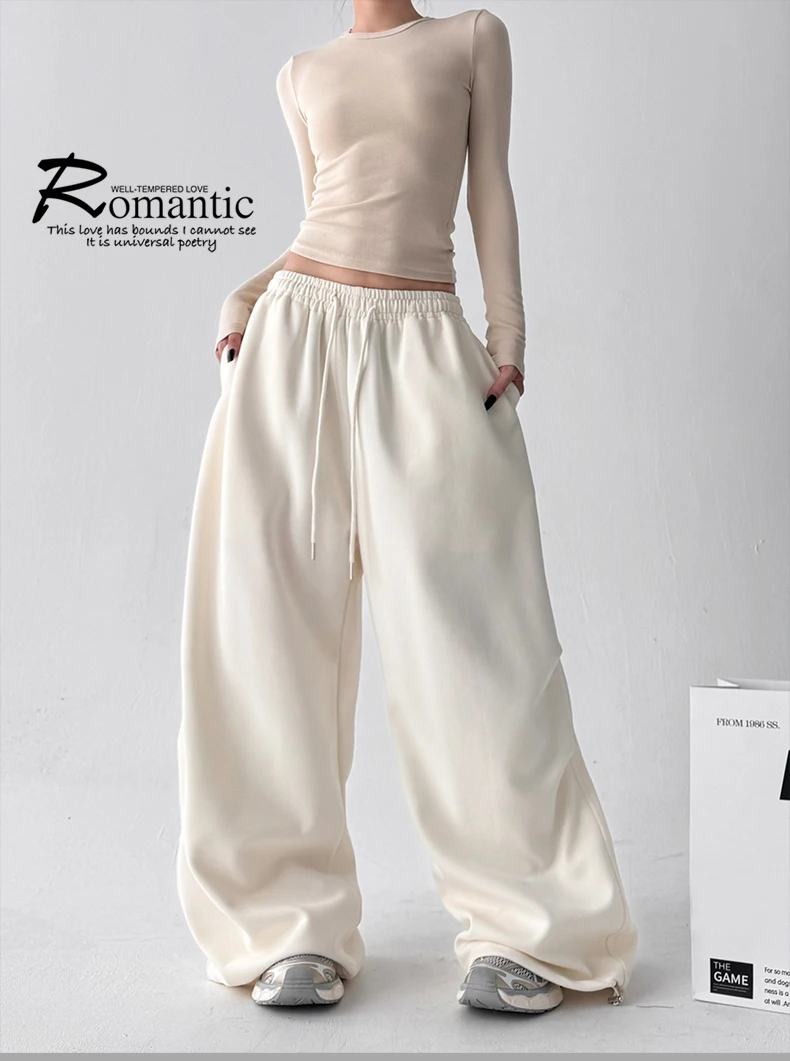 Women's Red Sweatpants Baggy Joggers Sports Dance Pants Harajuku Japanese 2000s Style Vintage Y2k Oversize Trousers Autumn 2025