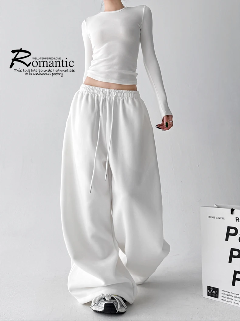 Women's Red Sweatpants Baggy Joggers Sports Dance Pants Harajuku Japanese 2000s Style Vintage Y2k Oversize Trousers Autumn 2025