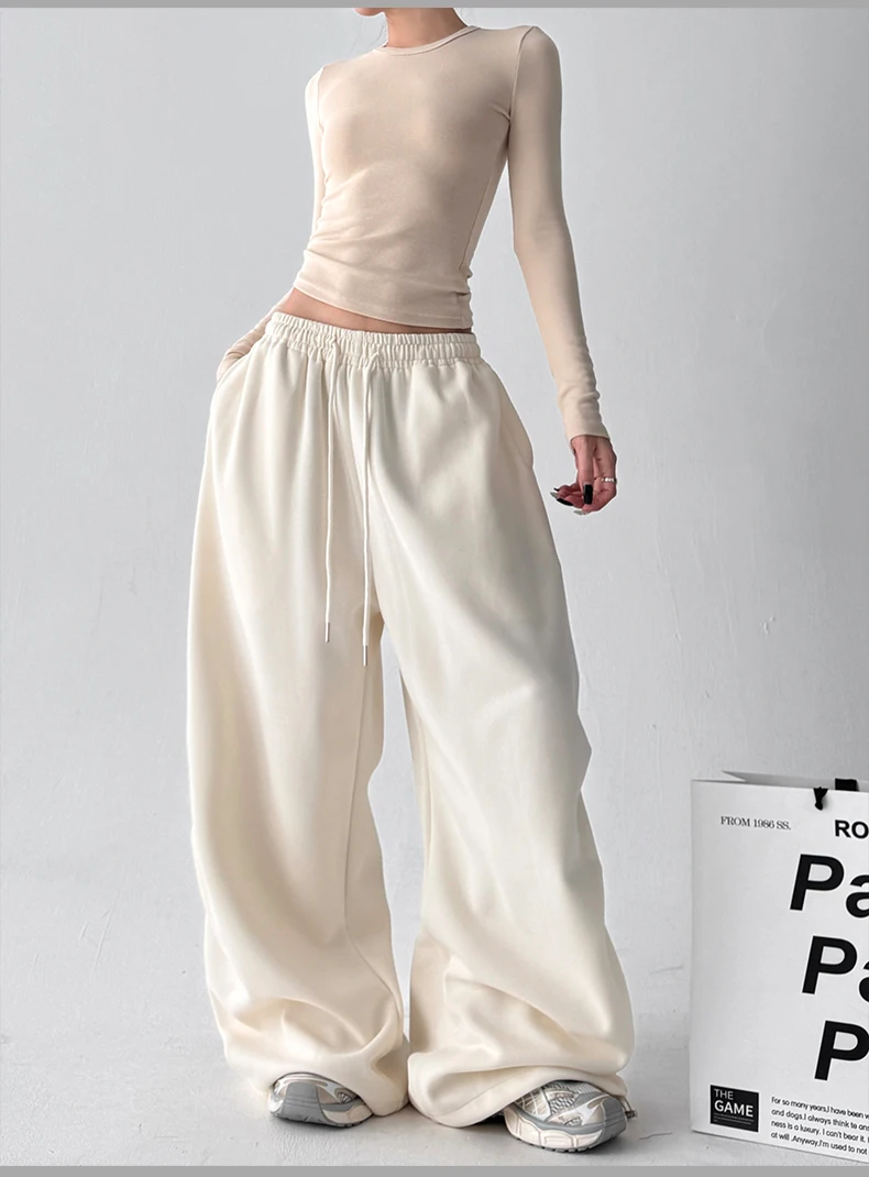 Women's Red Sweatpants Baggy Joggers Sports Dance Pants Harajuku Japanese 2000s Style Vintage Y2k Oversize Trousers Autumn 2025