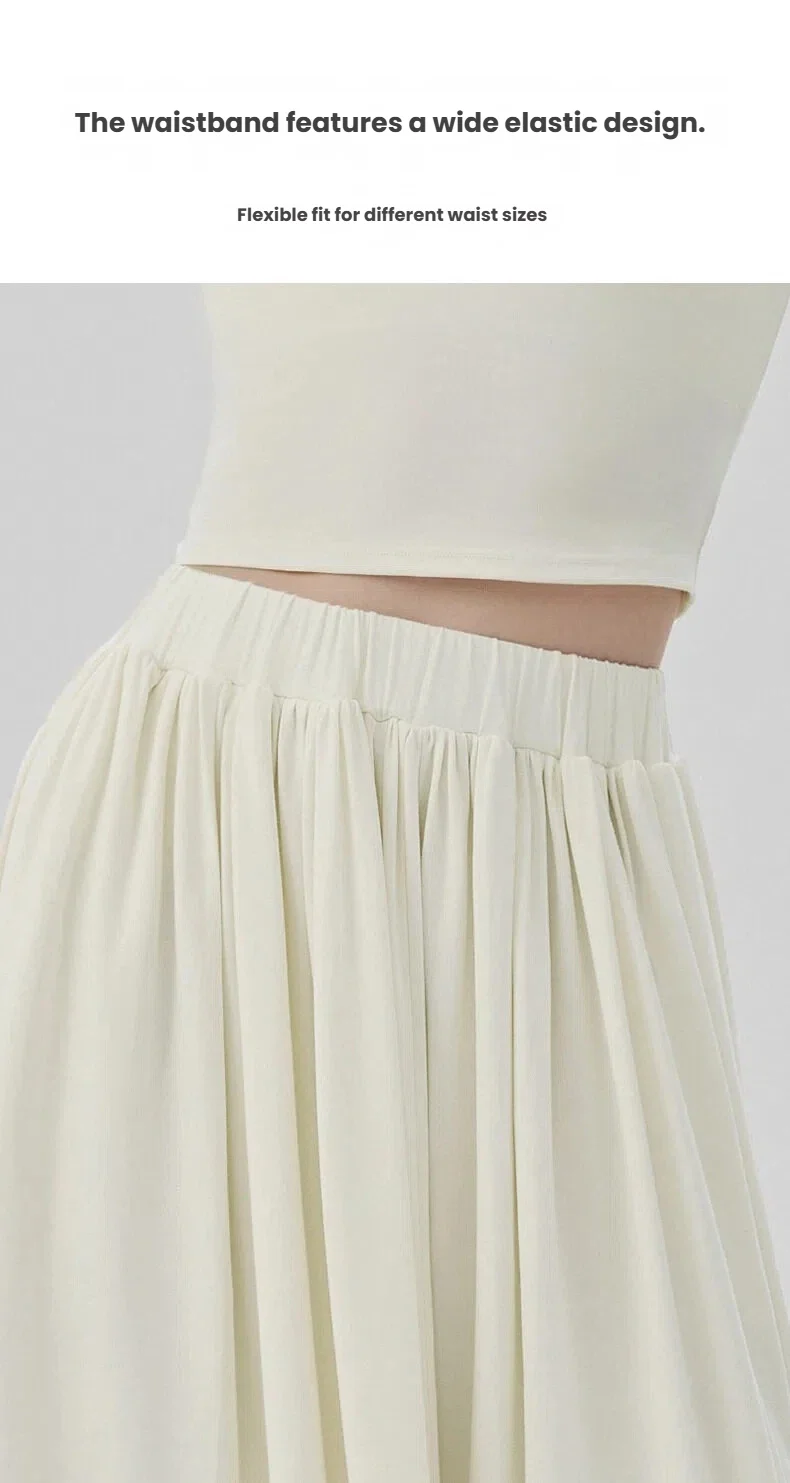 Women Casual Lazy Style Sports Long Pants Double Layer Knot Half Skirt Elastic Waist Slim Fit Pocket Outdoor Yoga Skirt Pants