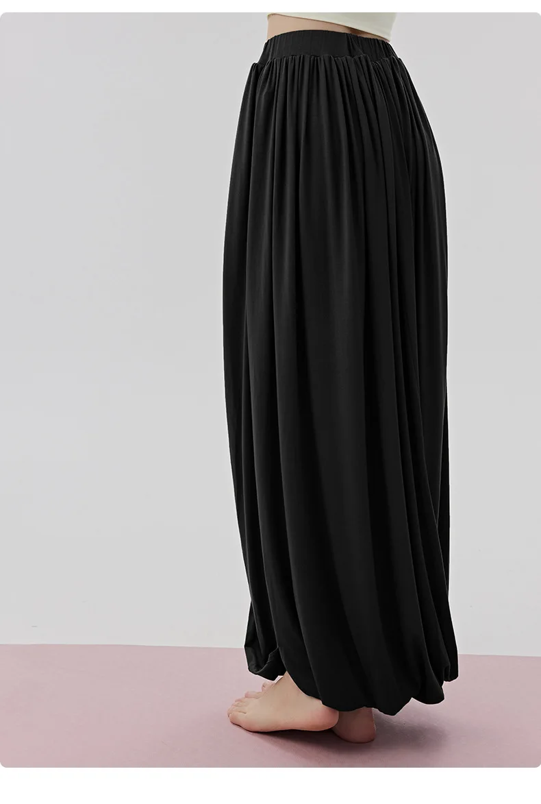 Women Casual Lazy Style Sports Long Pants Double Layer Knot Half Skirt Elastic Waist Slim Fit Pocket Outdoor Yoga Skirt Pants