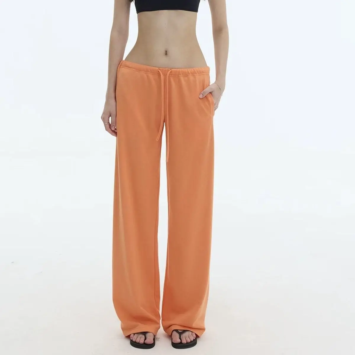Deeptown Women Sweatpants Casual Y2k Low Rise Black Gray Baggy Sports Trousers Classic Basic Wide Leg Joggers Harajuku Fashion