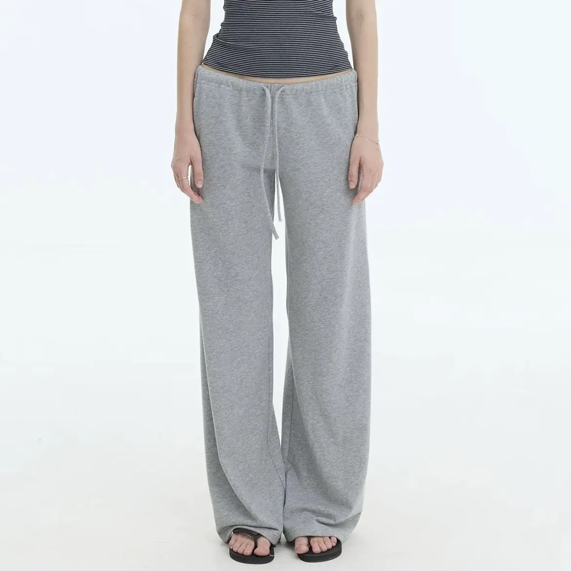 Deeptown Women Sweatpants Casual Y2k Low Rise Black Gray Baggy Sports Trousers Classic Basic Wide Leg Joggers Harajuku Fashion