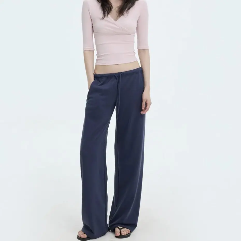 Deeptown Women Sweatpants Casual Y2k Low Rise Black Gray Baggy Sports Trousers Classic Basic Wide Leg Joggers Harajuku Fashion