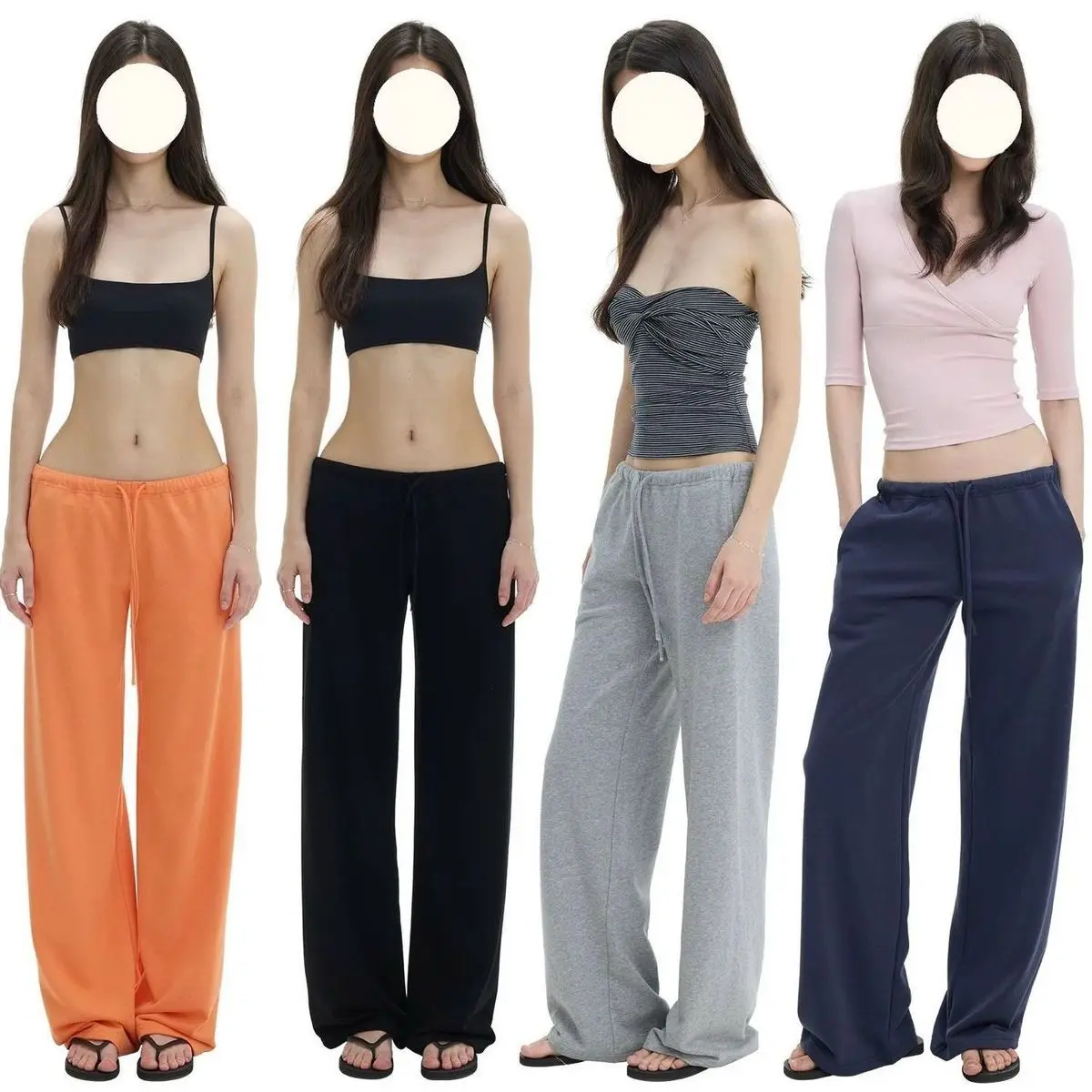 Deeptown Women Sweatpants Casual Y2k Low Rise Black Gray Baggy Sports Trousers Classic Basic Wide Leg Joggers Harajuku Fashion