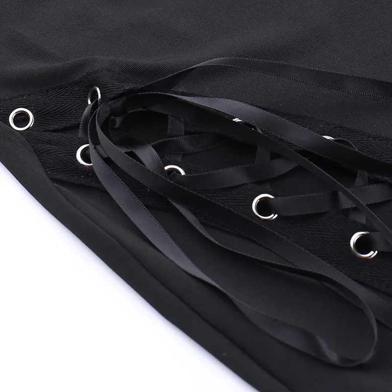 AltGoth Streetwear Gothic Pants Women Harajuku Cyber Punk Eyelet Lace-up Hollow Out High Waist Flare Pants Y2k Grunge Trousers