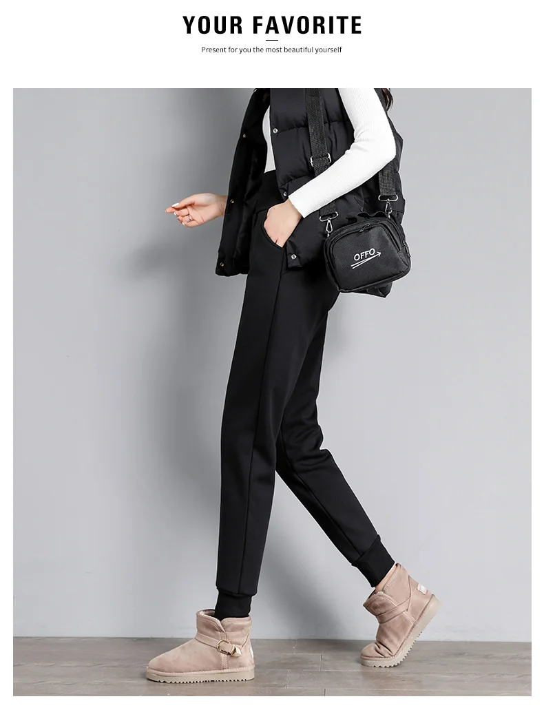PELEDRESS Women Thick Warm Winter Harem Pants Casual Loose Korean Style Sweatpants High Waist Joggers Female Cashmere Trousers